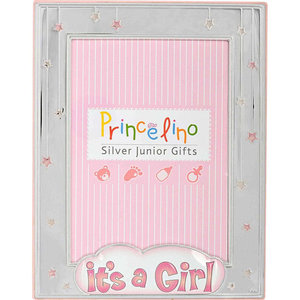 Διακοσμητική ασημένια παιδική κορνίζα It's a girl PRINCELINO (9 x 13 cm)