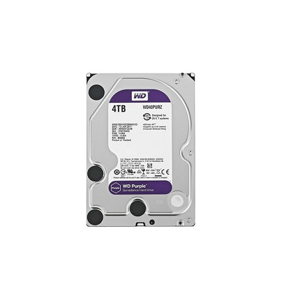 WD WD40PURZ Purple Surveillance Σκληρός Δίσκος 3.5? 4TB, 64MB, 5400RPM, SATA III