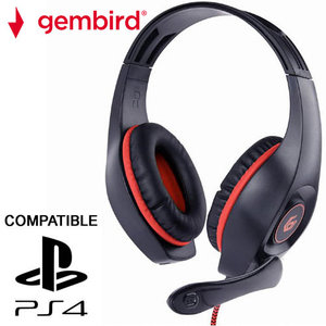 GEMBIRD GAMING HEADSET WITH VOLUME CONTROL PC/PS4 RED-BLACK