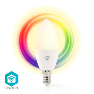NEDIS WIFILRC10E14 SmartLife Full Colour LED Bulb E14 470lm 4.9W RGB/Warm to Cool White, Candle