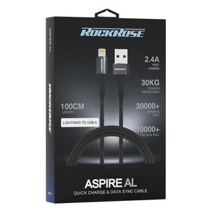ROCKROSE καλώδιο USB σε Lightning Aspire AL, 2.4A, 1m, μαύρο