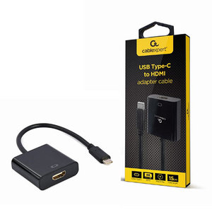 CABLEXPERT USB TYPE-C TO HDMI ADAPTER CABLE 4K@30HZ 15CM BLACK RETAIL PACK