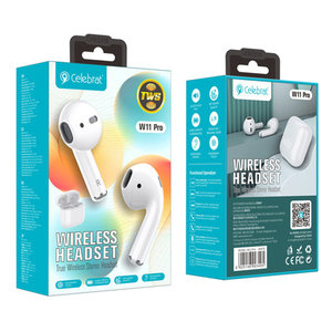 CELEBRAT earphones με θήκη φόρτισης W11 Pro, True Wireless, λευκά