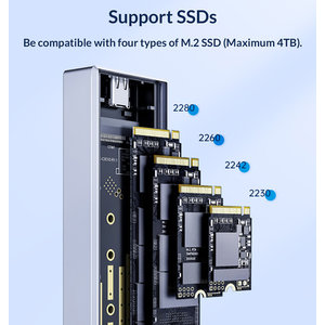ORICO θήκη για Μ.2 SSD CM2C3-GY-BP, 6Gbps, έως 4TB, γκρι