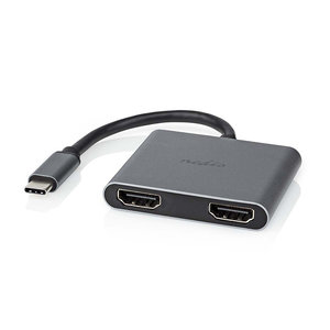 NEDIS CCGP64670BK01 USB MULTI-PORT ADAPTER USB-C MALE - 2x HDMI 0.10m BLACK