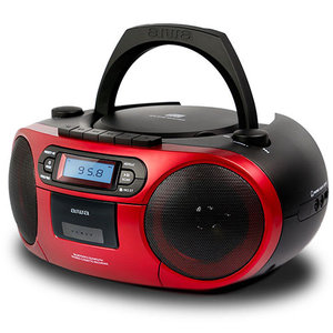 AIWA PORTABLE CD/MP3/USB/TAPE/BT WITH FM PLL RADIO RED