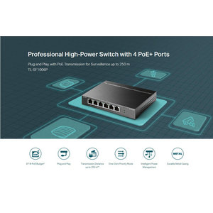 TP-LINK desktop switch TL-SF1006P, 6-Port 10/100Mbps, 4x PoE+, Ver. 1.0