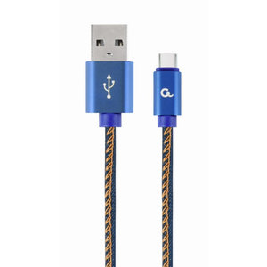 CABLEXPERT PREMIUM JEANS TYPE-C USB CABLE WITH METAL CONNECTORS 2M BLUE