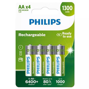 Philips R6B4A130/10GRS  Επαναφορτιζόμενες μπαταρίες AA 4τμχ Blister 1300mAh