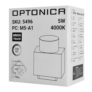 OPTONICA LED μαγνητικό φωτιστικό 5496, 5W, 4000K, μεταλλικό, μαύρο