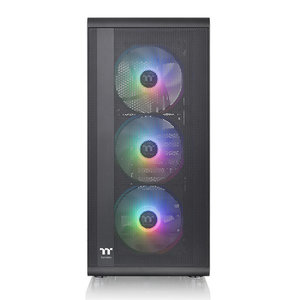 THERMALTAKE PC case mid tower S200 TG ARGB, 460x210x395mm, 3x fan, μαύρο