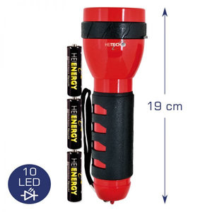 HEITECH FLASHLIGHT WITH 10 LED LARGE 19 cm INCL. BATTERY
