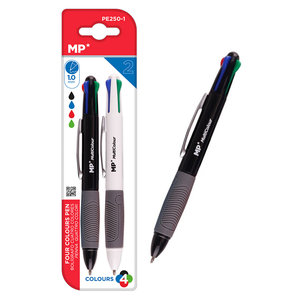 MP στυλό διαρκείας PE250-1, με μύτη 1mm, 4 χρώματα, 2τμχ