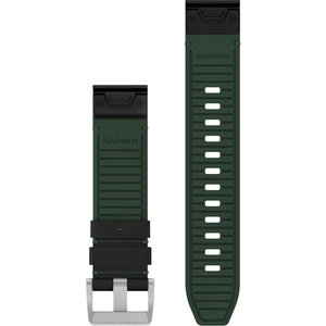GARMIN MARQ Quickfit 22 Leather/FKM Hybrid - Black/Green Strap