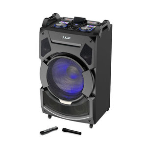 Akai DJ-S3HB Διπλό φορητό ηχείο με μίκτη με 2xBluetooth, 2xUSB, 2xSD, 2xAUX, 2xFM, 2xLED, TWS, LED, 2 υποδοχές για μικρόφωνο, τηλεχειριστήριο και ασύρματο μικρόφωνο – 220W