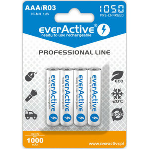 everActive R03/AAA Professional Line Επαναφορτιζόμενες Μπαταρίες Ni-MH 1050mAh, 4τμχ